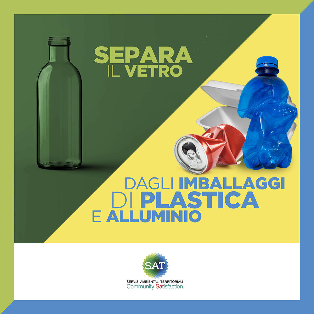 Campagna informativa separazione del vetro dagli imballaggi in plastica e alluminio/metalli